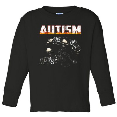 Funny Autism Skeleton Meme Halloween Costume Spooky Season Toddler Long Sleeve Shirt