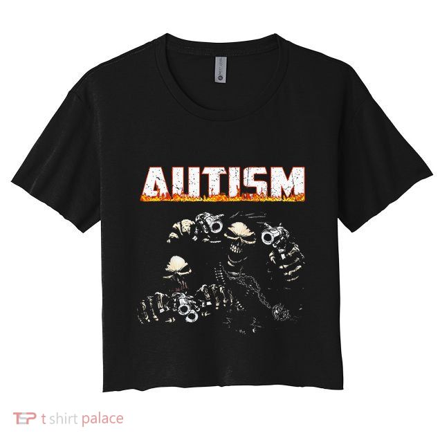 Funny Autism Skeleton Meme Halloween Costume Spooky Season Crop Top