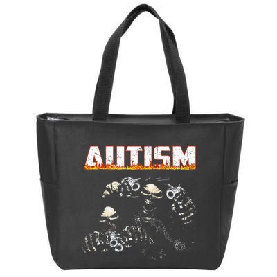 Funny Autism Skeleton Meme Halloween Costume Spooky Season Zip Tote Bag