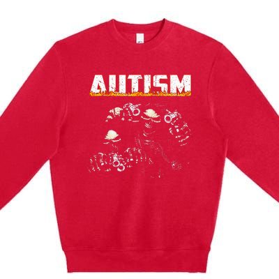 Funny Autism Skeleton Meme Halloween Costume Spooky Season Premium Crewneck Sweatshirt