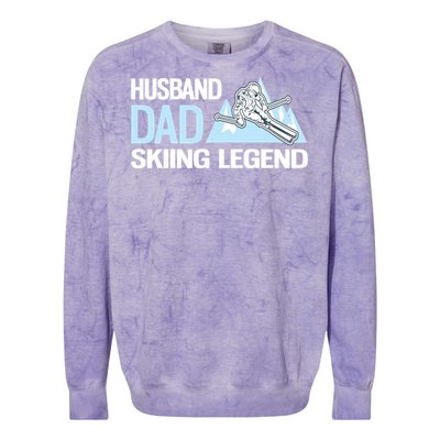 Funny Alpine Skiing Husband Dad Skiing Legend Gift Colorblast Crewneck Sweatshirt