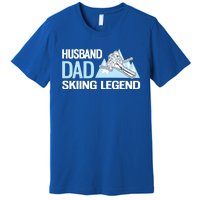 Funny Alpine Skiing Husband Dad Skiing Legend Gift Premium T-Shirt