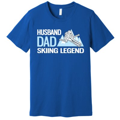 Funny Alpine Skiing Husband Dad Skiing Legend Gift Premium T-Shirt