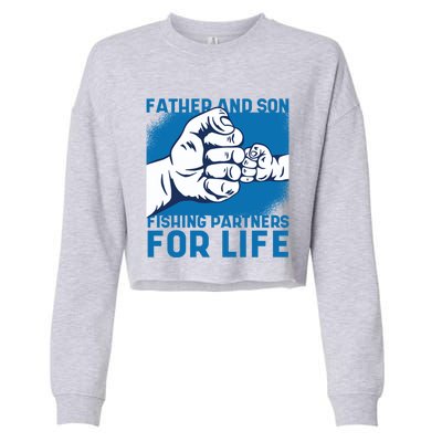 Father And Son Fishing Partners For Life Funny Gift Cropped Pullover Crew