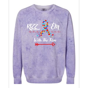 Funny Autism Saying Rizz Em With The Tism Gift Colorblast Crewneck Sweatshirt