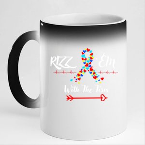 Funny Autism Saying Rizz Em With The Tism Gift 11oz Black Color Changing Mug