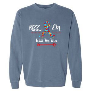 Funny Autism Saying Rizz Em With The Tism Gift Garment-Dyed Sweatshirt