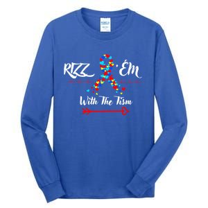 Funny Autism Saying Rizz Em With The Tism Gift Tall Long Sleeve T-Shirt