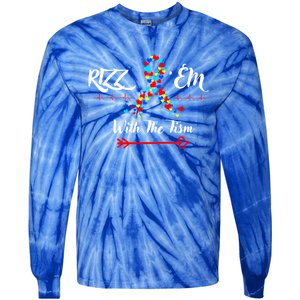 Funny Autism Saying Rizz Em With The Tism Gift Tie-Dye Long Sleeve Shirt