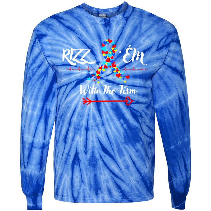 Funny Autism Saying Rizz Em With The Tism Gift Tie-Dye Long Sleeve Shirt