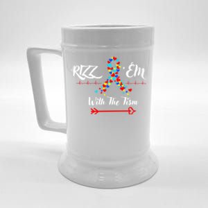 Funny Autism Saying Rizz Em With The Tism Gift Beer Stein