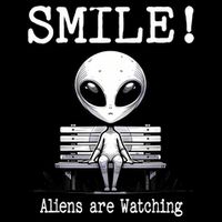 Funny Alien Sitting On Bench Smile Aliens Are Watching Impact Tech Backpack