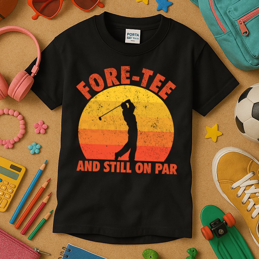 ForeTee And Still On Par Funny 40th Birthday Golfer Kids T-Shirt
