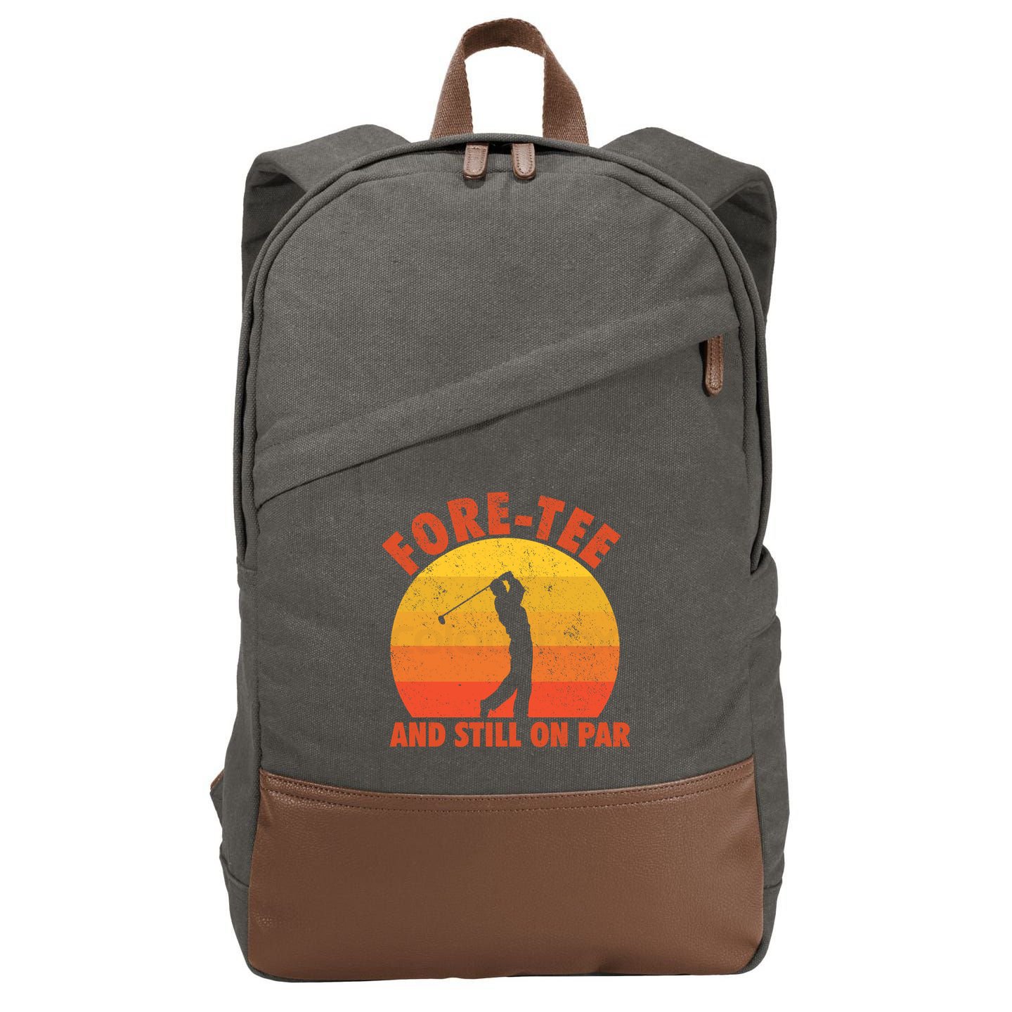 ForeTee And Still On Par Funny 40th Birthday Golfer Cotton Canvas Backpack