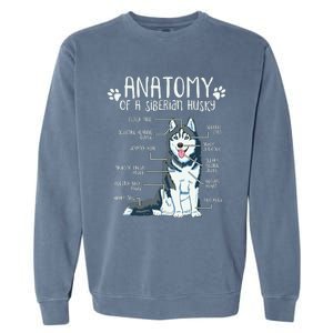 Funny Anatomy Siberian Husky Dog Lover Garment-Dyed Sweatshirt