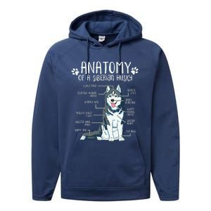 Funny Anatomy Siberian Husky Dog Lover Performance Fleece Hoodie