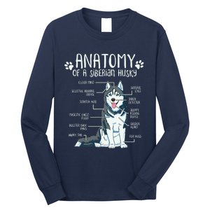 Funny Anatomy Siberian Husky Dog Lover Long Sleeve Shirt