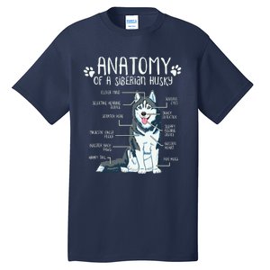 Funny Anatomy Siberian Husky Dog Lover Tall T-Shirt