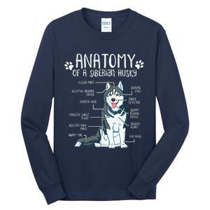 Funny Anatomy Siberian Husky Dog Lover Tall Long Sleeve T-Shirt