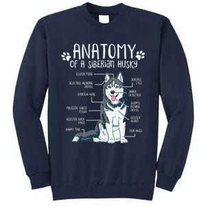 Funny Anatomy Siberian Husky Dog Lover Tall Sweatshirt