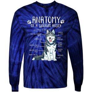 Funny Anatomy Siberian Husky Dog Lover Tie-Dye Long Sleeve Shirt