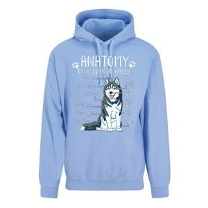 Funny Anatomy Siberian Husky Dog Lover Unisex Surf Hoodie