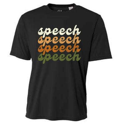 Fall & Autumn Speech Therapy Slp Therapist Retro Distressed Cooling Performance Crew T-Shirt