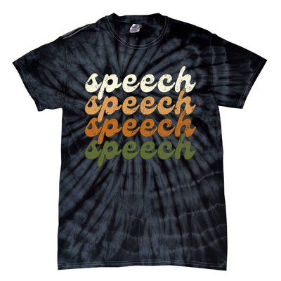 Fall & Autumn Speech Therapy Slp Therapist Retro Distressed Tie-Dye T-Shirt