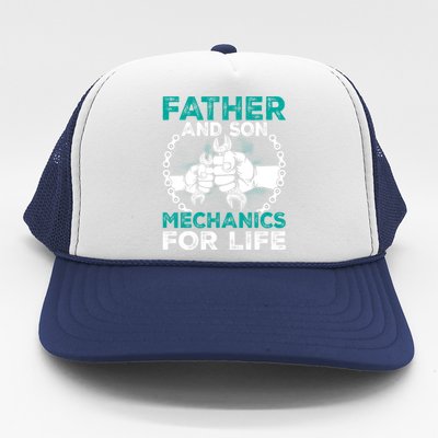 Father And Son Mechanics For Life Gift Trucker Hat