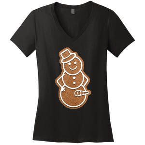 Funny Adult Sex Joke Naughty Gingerbread Dick Christmas Holiday Matching Couple Women's V-Neck T-Shirt