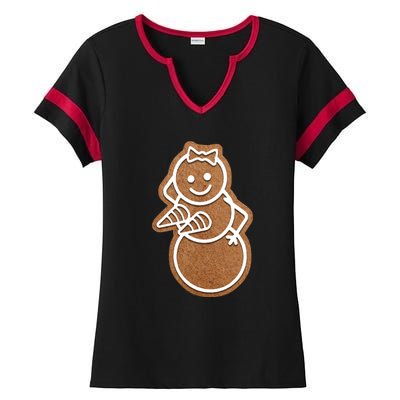 Funny Adult Sex Joke Naughty Gingerbread Boobs Christmas Holiday Matching Couple Ladies Halftime Notch Neck Tee