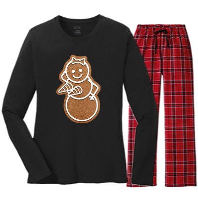 Funny Adult Sex Joke Naughty Gingerbread Boobs Christmas Holiday Matching Couple Women's Long Sleeve Flannel Pajama Set 