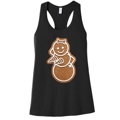 Funny Adult Sex Joke Naughty Gingerbread Boobs Christmas Holiday Matching Couple Women's Racerback Tank