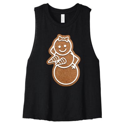 Funny Adult Sex Joke Naughty Gingerbread Boobs Christmas Holiday Matching Couple Women's Racerback Cropped Tank