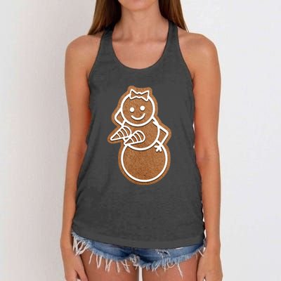 Funny Adult Sex Joke Naughty Gingerbread Boobs Christmas Holiday Matching Couple Women's Knotted Racerback Tank