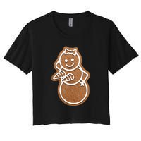 Funny Adult Sex Joke Naughty Gingerbread Boobs Christmas Holiday Matching Couple Women's Crop Top Tee