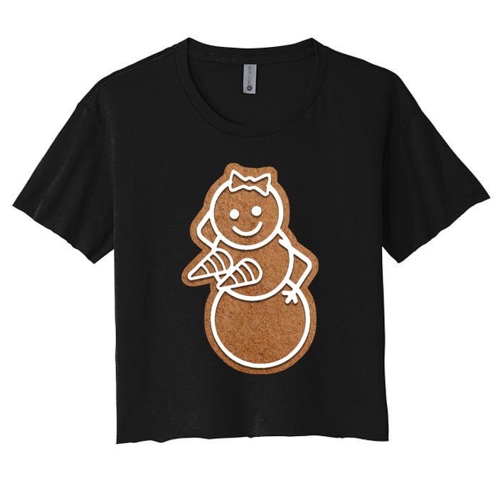 Funny Adult Sex Joke Naughty Gingerbread Boobs Christmas Holiday Matching Couple Women's Crop Top Tee