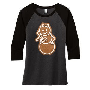 Funny Adult Sex Joke Naughty Gingerbread Boobs Christmas Holiday Matching Couple Women's Tri-Blend 3/4-Sleeve Raglan Shirt