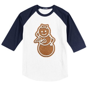 Funny Adult Sex Joke Naughty Gingerbread Boobs Christmas Holiday Matching Couple Baseball Sleeve Shirt