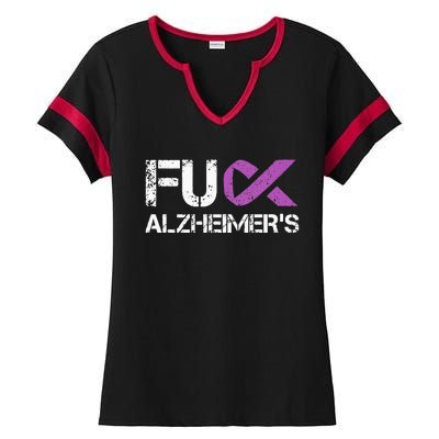 Funny Alzheimer Support Desease Awareness Ladies Halftime Notch Neck Tee