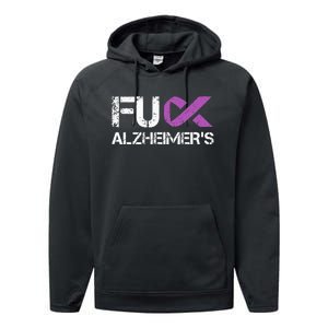 Funny Alzheimer Support Desease Awareness Performance Fleece Hoodie