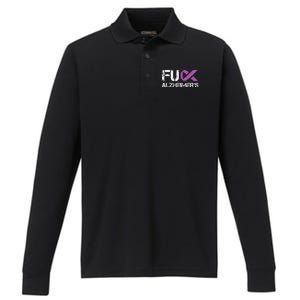 Funny Alzheimer Support Desease Awareness Performance Long Sleeve Polo