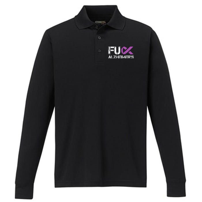 Funny Alzheimer Support Desease Awareness Performance Long Sleeve Polo