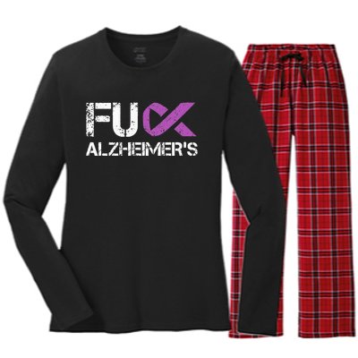 Funny Alzheimer Support Desease Awareness Women's Long Sleeve Flannel Pajama Set 