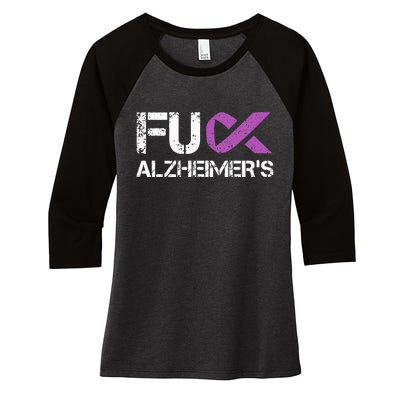 Funny Alzheimer Support Desease Awareness Women's Tri-Blend 3/4-Sleeve Raglan Shirt