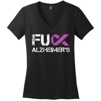 Funny Alzheimer Support Desease Awareness Women's V-Neck T-Shirt