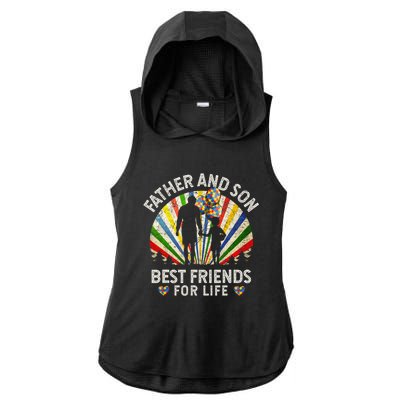 Father And Son Best Friends For Life Autism Awareness Ladies PosiCharge Tri-Blend Wicking Draft Hoodie Tank