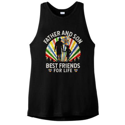 Father And Son Best Friends For Life Autism Awareness Ladies PosiCharge Tri-Blend Wicking Tank