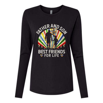 Father And Son Best Friends For Life Autism Awareness Womens Cotton Relaxed Long Sleeve T-Shirt