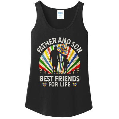 Father And Son Best Friends For Life Autism Awareness Ladies Essential Tank